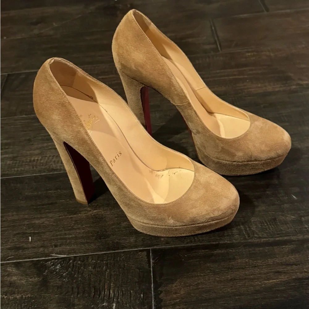 Christian Louboutin Brown Suede Heels - Picture 4 of 9